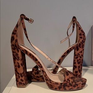 Leopard Print Block Heel Sandals